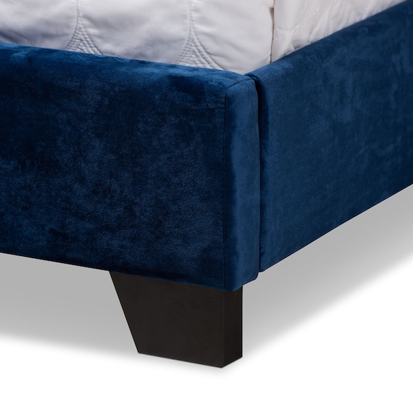 Baxton Studio Candace Luxe and Glamour Navy Velvet Upholstered King Size Bed - 149-8949