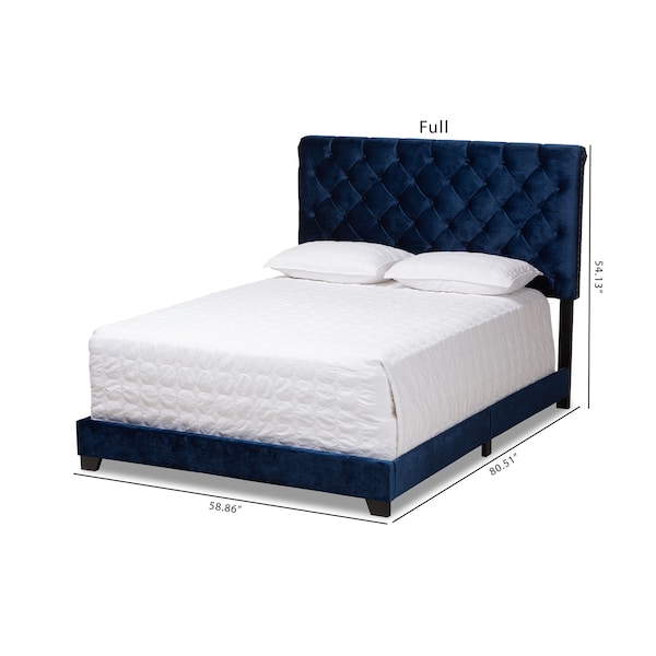 Baxton Studio Candace Luxe and Glamour Navy Velvet Upholstered King Size Bed - 149-8949