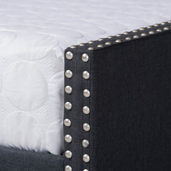 Baxton Studio Haylie Dark Grey Queen Size Daybed with Roll-Out Trundle Bed - 158-9678