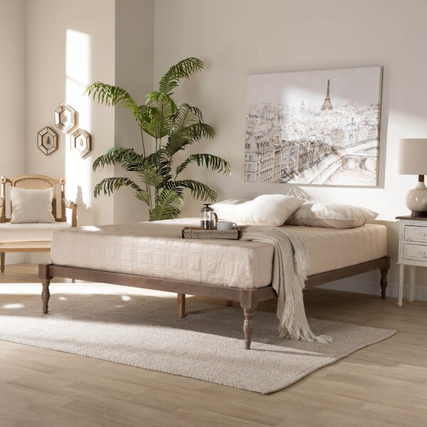 Baxton Studio Iseline Antique Oak Finished Wood Queen Size Platform Bed Frame - 160-10034