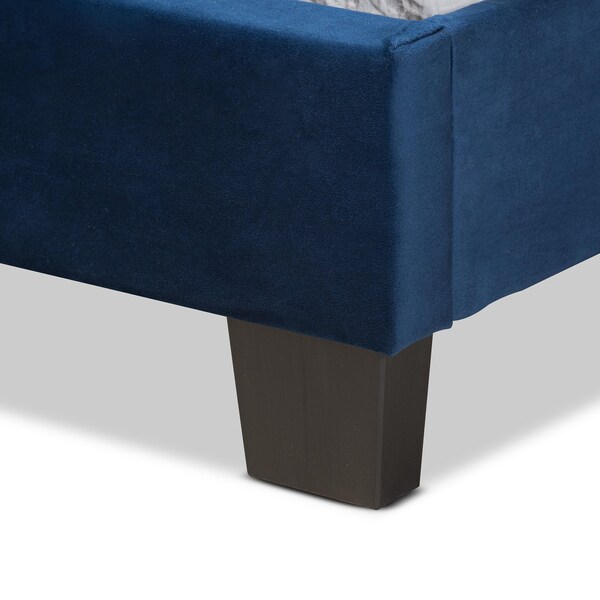 Baxton Studio Caprice Modern and Contemporary Glam Navy Blue Velvet Fabric Twin Size Panel Bed - 183-11256-ZORO