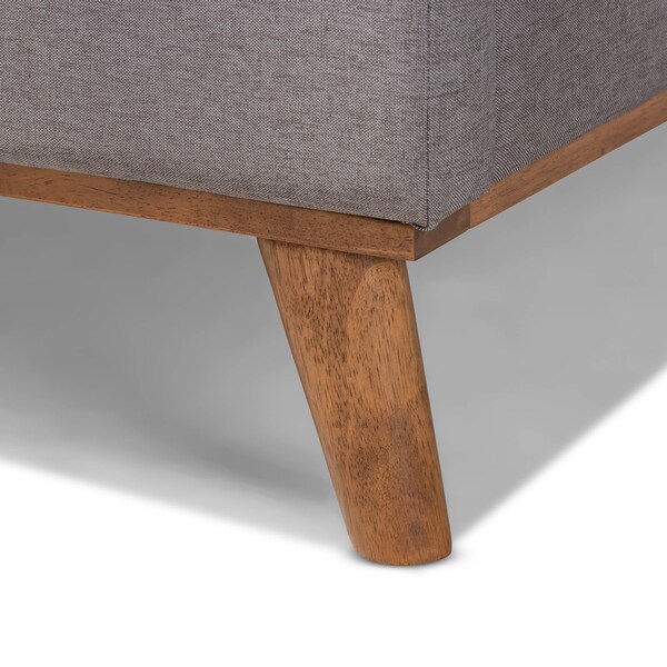Baxton Studio Gretchen Grey Upholstered and Walnut Wood Queen Size Platform Bed - 164-10658