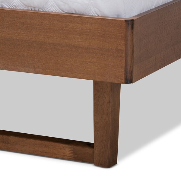 Baxton Studio Viviana Grey Upholstered and Walnut Wood King Size Platform Bed - 167-9412-9436