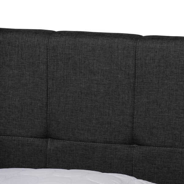 Baxton Studio Netti Dark Grey Upholstered 2-Drawer King Size Platform Storage Bed - 161-10221