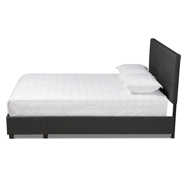 Baxton Studio Netti Dark Grey Upholstered 2-Drawer King Size Platform Storage Bed - 161-10221
