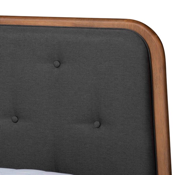 Baxton Studio Diantha Traditional Dark Grey Fabric Upholstered and Walnut Brown Finished Wood Platform Bed-Full - 192-11492-ZORO