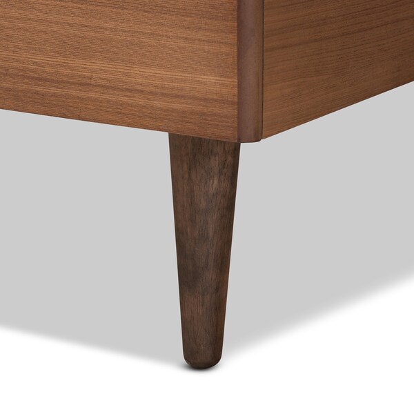 Baxton Studio Sora Mid-Century Modern Ash Walnut Finished Wood Twin Size Platform Bed - 180-11108-11158-ZORO