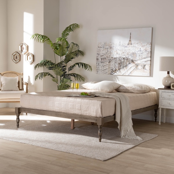 Baxton Studio Iseline Antique Grey Finished Wood Full Size Platform Bed Frame - 160-10036