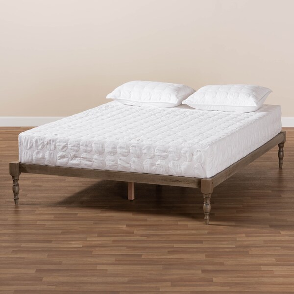 Baxton Studio Iseline Antique Grey Finished Wood Full Size Platform Bed Frame - 160-10036