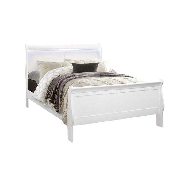 Global Furniture Usa Traditional Glam Crisp White W/ LED Charlie White Full Bed Group With Led - 2782