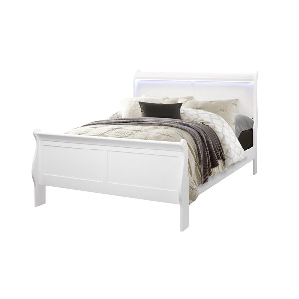 Global Furniture Usa Traditional Glam Crisp White W/ LED Charlie White Full Bed Group With Led - 2782