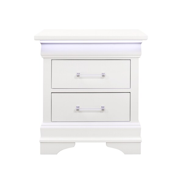 Global Furniture Usa Traditional Glam Crisp White W/ LED Charlie White Full Bed Group With Led - 2782