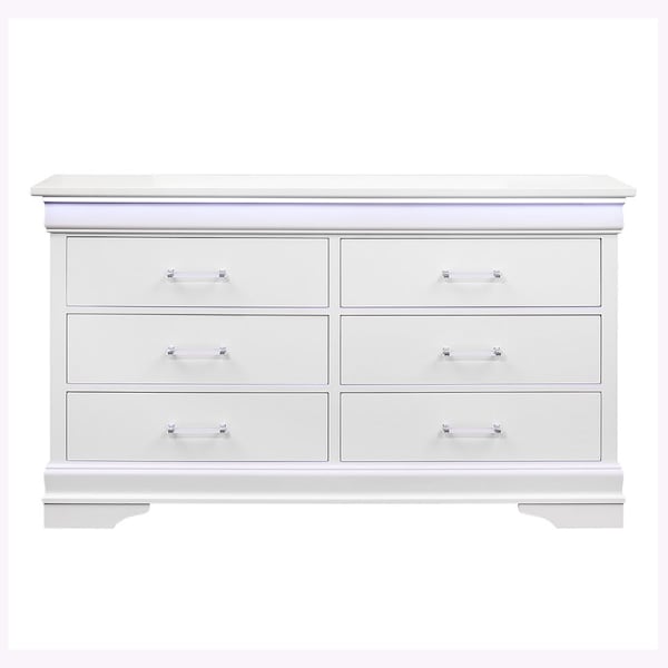 Global Furniture Usa Traditional Glam Crisp White W/ LED Charlie White Full Bed Group With Led - 2782