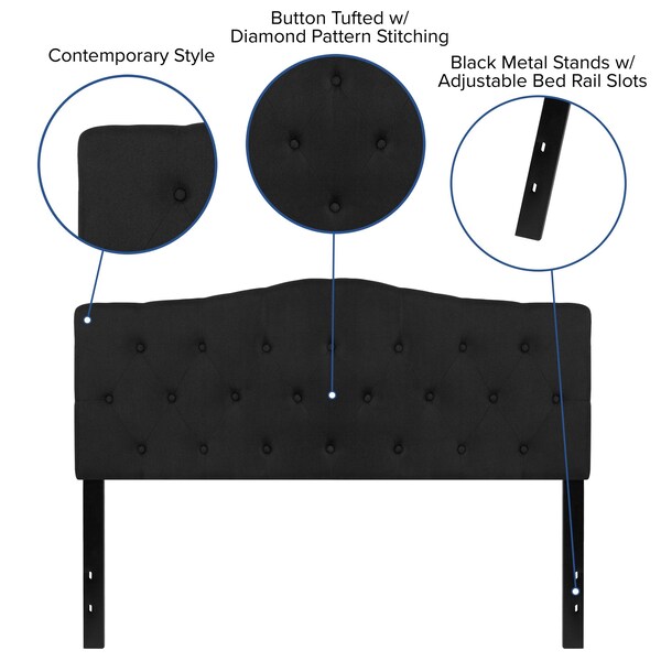 Flash Furniture Cambridge Headboard, Queen, Black Fabric - HG-HB1708-Q-BK-GG