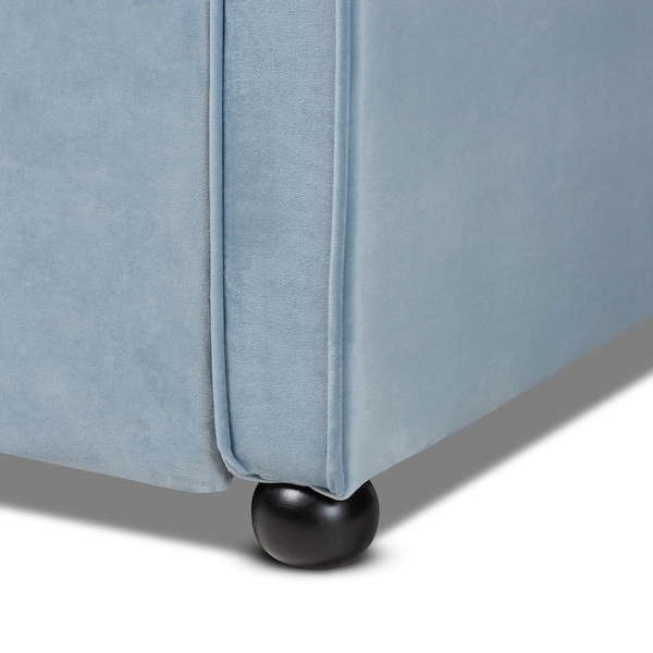 Baxton Studio Freda Blue Velvet Upholstered and Tufted Twin Size Daybed with Trundle - 163-10329