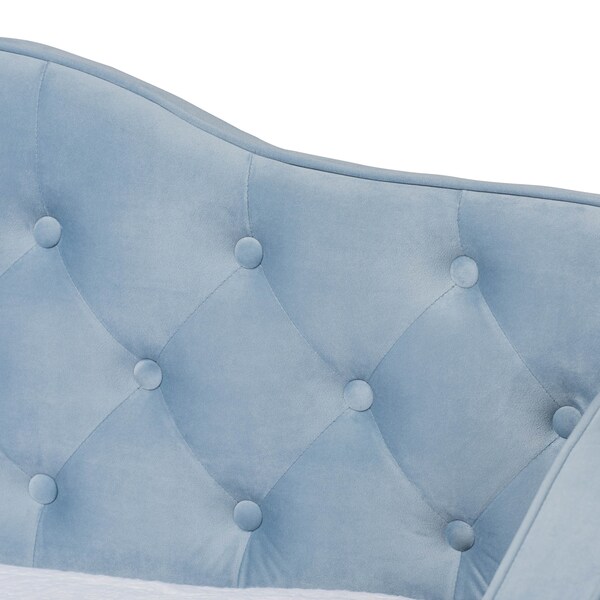 Baxton Studio Freda Blue Velvet Upholstered and Tufted Twin Size Daybed with Trundle - 163-10329