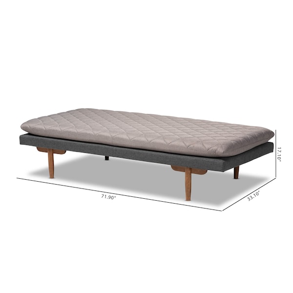 Baxton Studio Marit Mid-Century Grey Upholstered Walnut Finished Wood Daybed - 158-9616