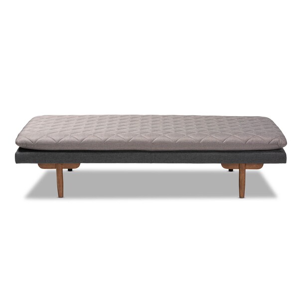 Baxton Studio Marit Mid-Century Grey Upholstered Walnut Finished Wood Daybed - 158-9616