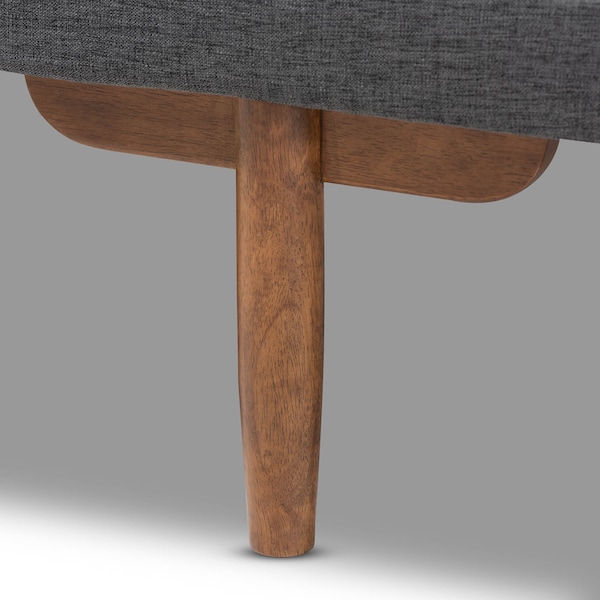 Baxton Studio Marit Mid-Century Grey Upholstered Walnut Finished Wood Daybed - 158-9616