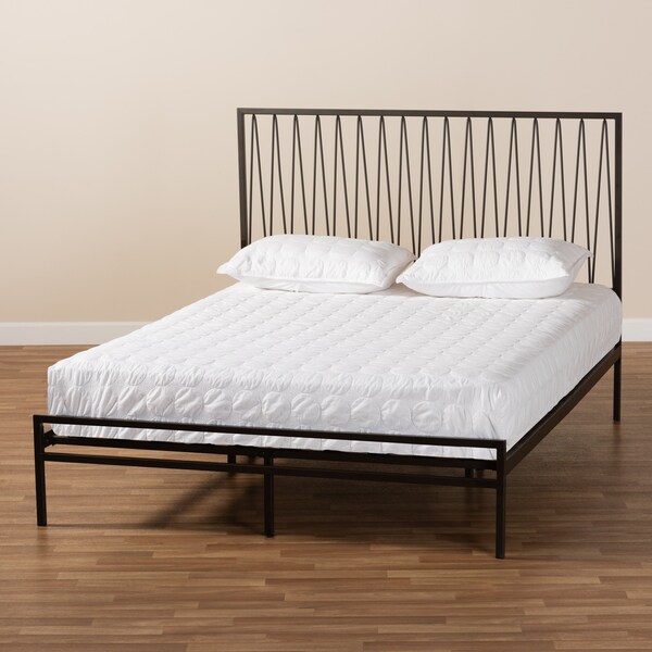 Baxton Studio Jeanette Modern and Contemporary Black Finished Metal Full Size Platform Bed - 176-10991-ZORO