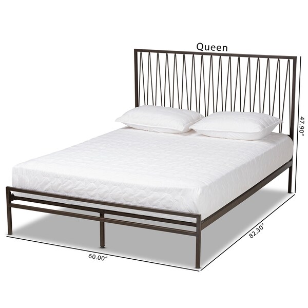 Baxton Studio Jeanette Modern and Contemporary Black Finished Metal Full Size Platform Bed - 176-10991-ZORO