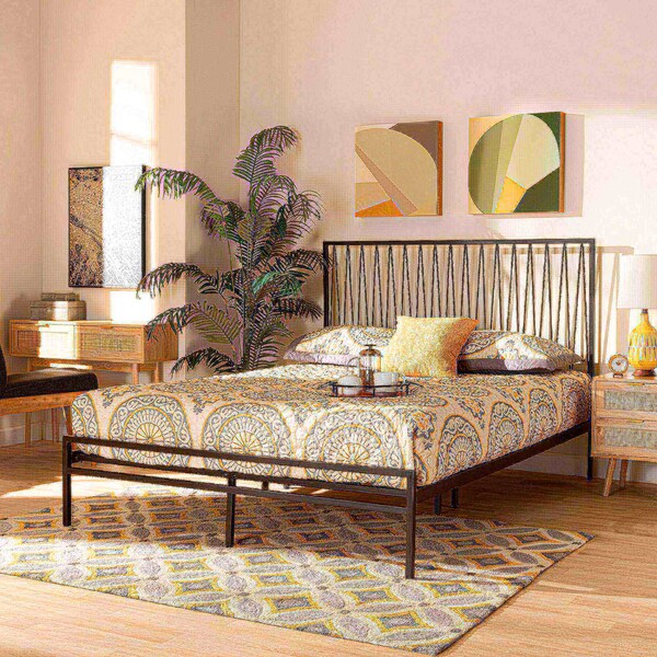 Baxton Studio Jeanette Modern and Contemporary Black Finished Metal Full Size Platform Bed - 176-10991-ZORO