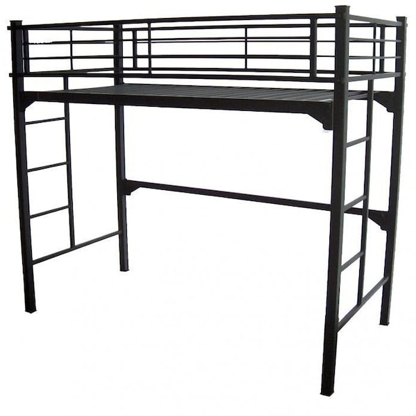 Blantex Bedframe, 39 X 80 UNI Loft Bed with built in ladder and 2 guardrails - UNI200SQ3980LOFT