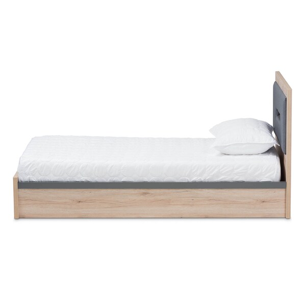 Baxton Studio Pandora Grey and Brown 2-Drawer Twin Size Storage Platform Bed - 141-7960