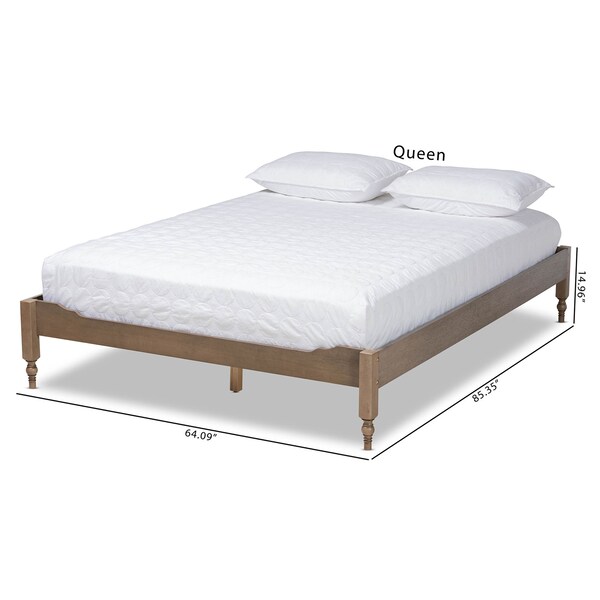 Baxton Studio Laure Weathered Grey Oak Finished Wood Queen Size Platform Bed Frame - 161-10203