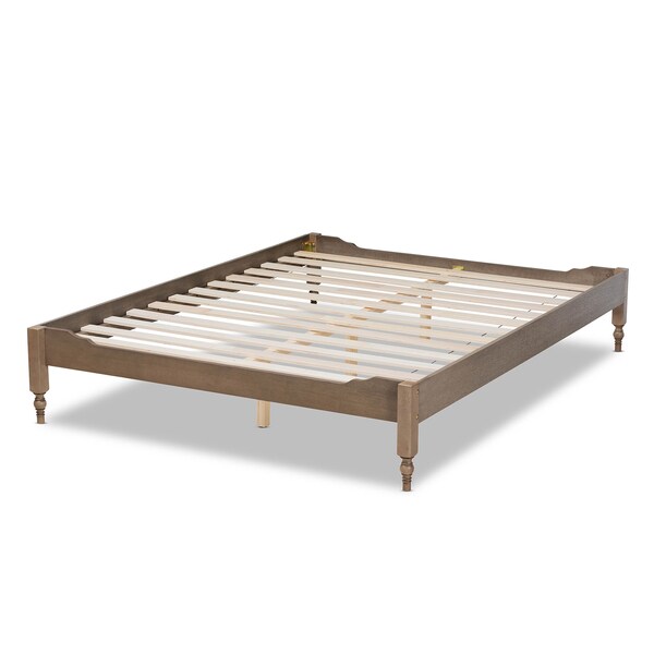 Baxton Studio Laure Weathered Grey Oak Finished Wood Queen Size Platform Bed Frame - 161-10203