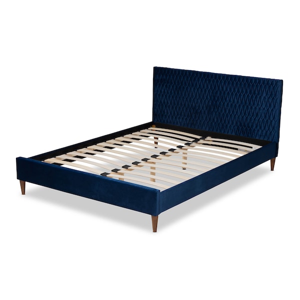 Baxton Studio Frida Royal Blue Velvet Upholstered Full Size Bed - 157-9570