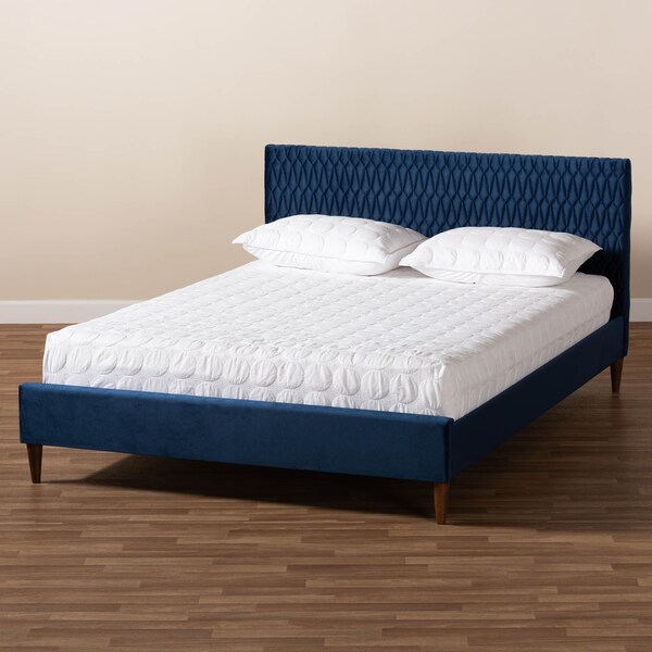 Baxton Studio Frida Royal Blue Velvet Upholstered Full Size Bed - 157-9570