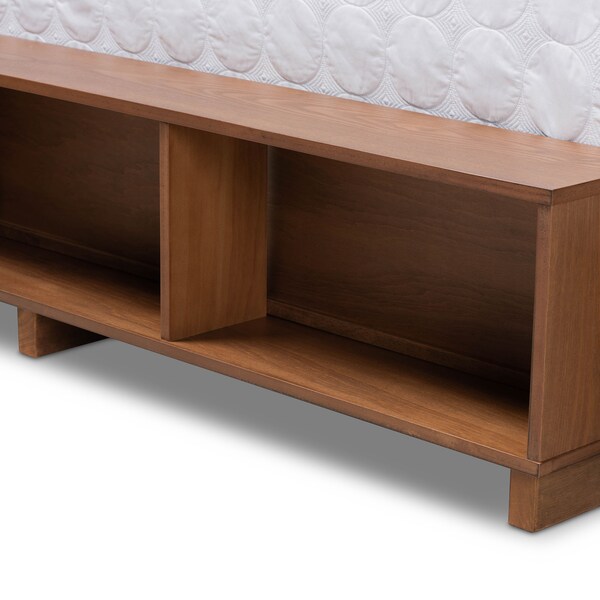 Baxton Studio Cosma Ash Walnut Wood 4-Drawer Full Size Platform Storage Bed - 173-9431-10668