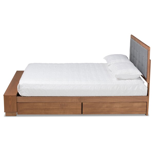 Baxton Studio Cosma Ash Walnut Wood 4-Drawer Full Size Platform Storage Bed - 173-9431-10668