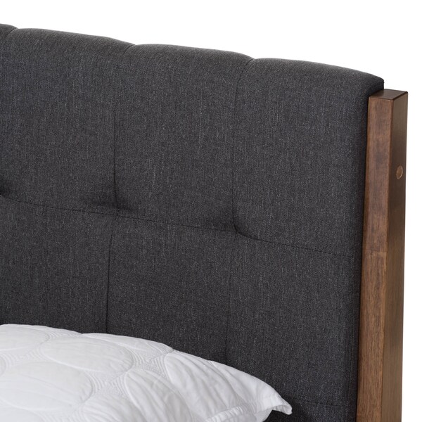 Baxton Studio Clifford Dark Grey and Wood Finish King Size Platform Bed - 135-7383