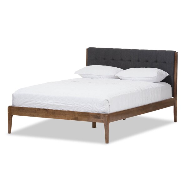 Baxton Studio Clifford Dark Grey and Wood Finish King Size Platform Bed - 135-7383