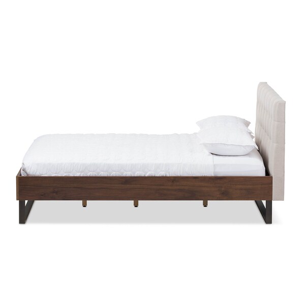 Baxton Studio Mitchell Wood Beige Dark Metal King Size Platform Bed - 136-7357