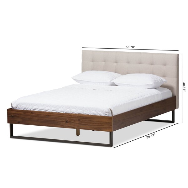 Baxton Studio Mitchell Wood Beige Dark Metal King Size Platform Bed - 136-7357