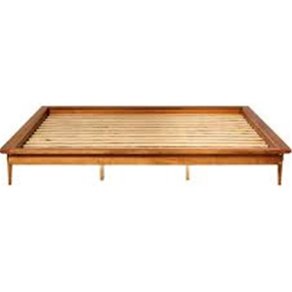 Walker Edison Furniture Walker Edison King Size Mid Century Modern Solid Wood Platform Bed - Caramel - BKMCPLATCA