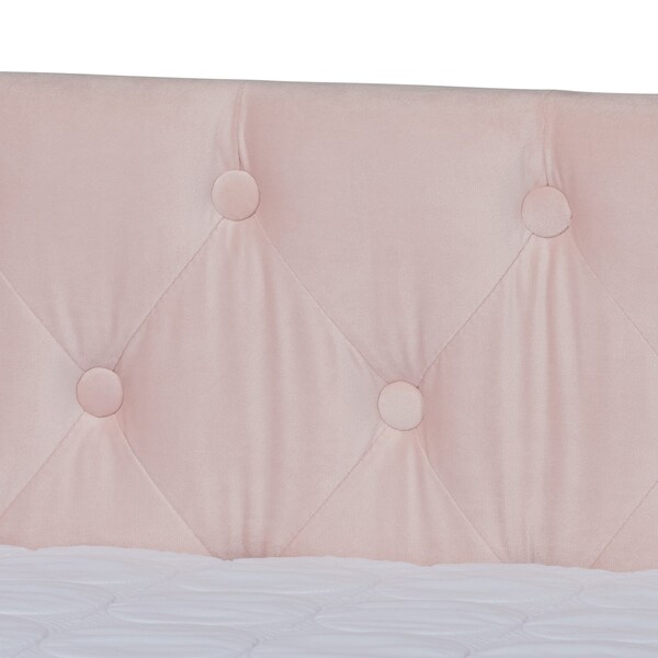 Baxton Studio Raphael Modern and Contemporary Pink Velvet Fabric Full Size Daybed with Trundle - 187-11482-ZORO
