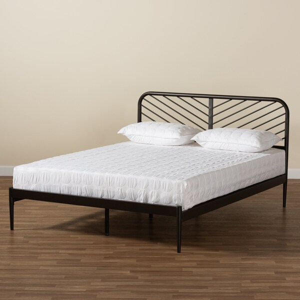 Baxton Studio Dora Modern and Contemporary Industrial Black Finished Metal Queen Size Platform Bed - 187-11629-ZORO
