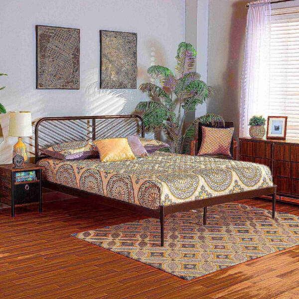 Baxton Studio Dora Modern and Contemporary Industrial Black Finished Metal Queen Size Platform Bed - 187-11629-ZORO