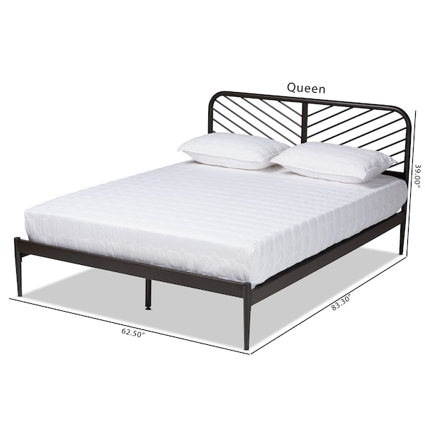 Baxton Studio Dora Modern and Contemporary Industrial Black Finished Metal Queen Size Platform Bed - 187-11629-ZORO