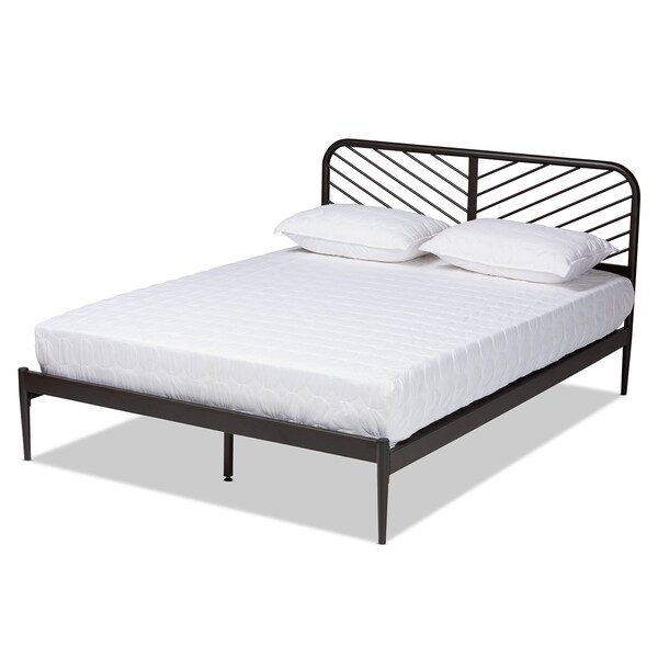 Baxton Studio Dora Modern and Contemporary Industrial Black Finished Metal Queen Size Platform Bed - 187-11629-ZORO