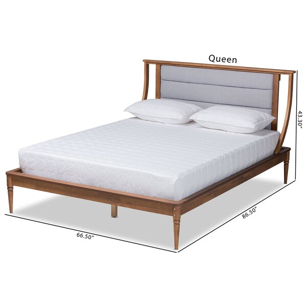 Baxton Studio Regis ModernLight Grey Fabric Upholstered and Walnut Brown Finished Wood Platform Bed-Full - 192-11501-ZORO