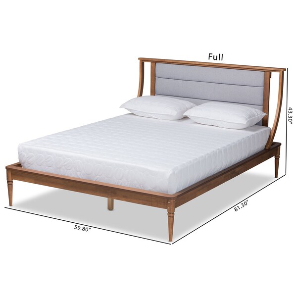Baxton Studio Regis ModernLight Grey Fabric Upholstered and Walnut Brown Finished Wood Platform Bed-Full - 192-11501-ZORO