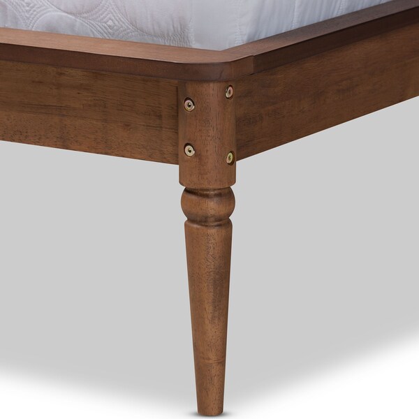 Baxton Studio Regis ModernLight Grey Fabric Upholstered and Walnut Brown Finished Wood Platform Bed-Full - 192-11501-ZORO