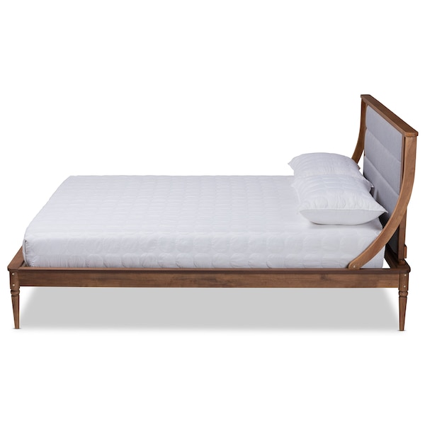 Baxton Studio Regis ModernLight Grey Fabric Upholstered and Walnut Brown Finished Wood Platform Bed-Full - 192-11501-ZORO
