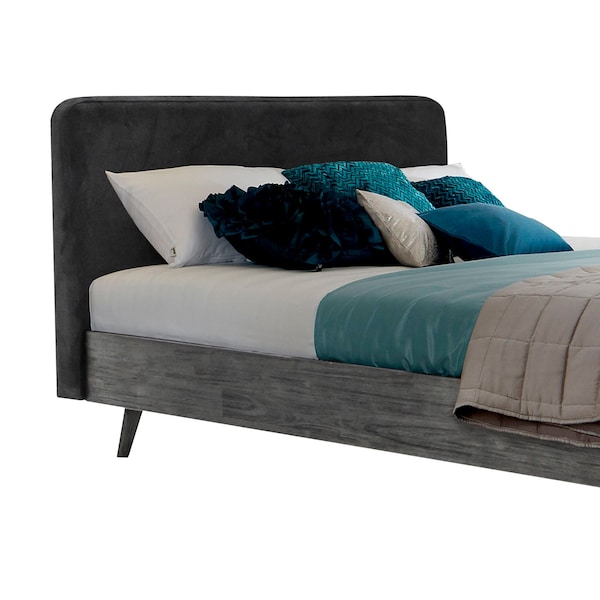 Armen Living Mohave Mid-Century Tundra Gray Acacia King Platform Bed - LCMVBDTGKG