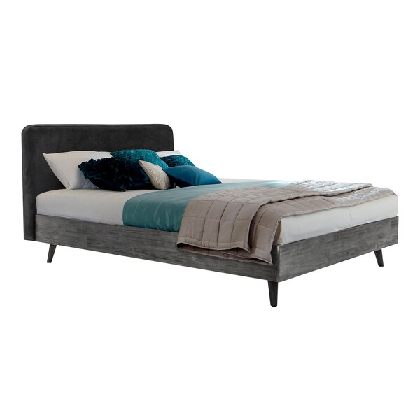 Armen Living Mohave Mid-Century Tundra Gray Acacia King Platform Bed - LCMVBDTGKG